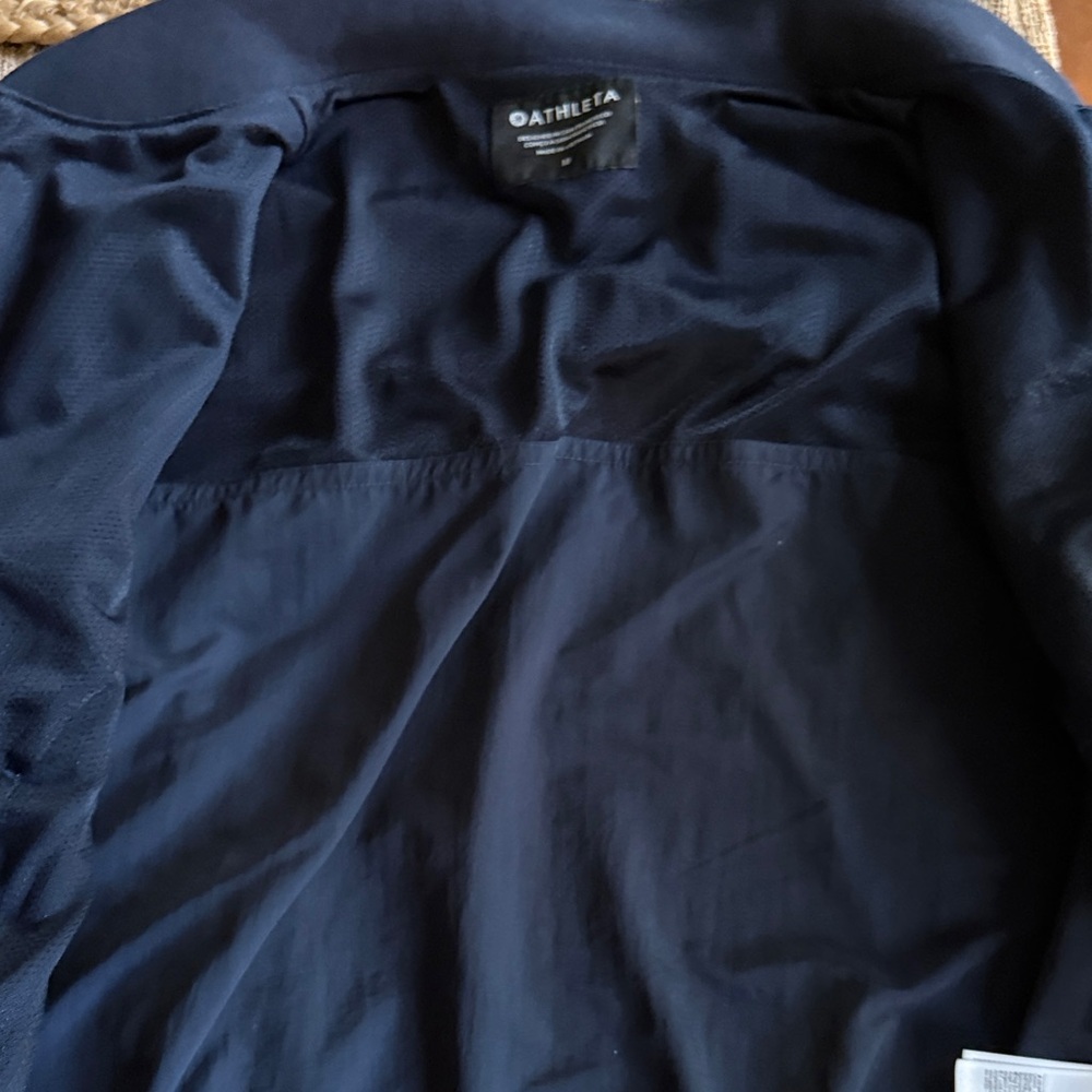 Athleta Navy Script Logo Zip-Up Jacket - Picture 4 of 5
